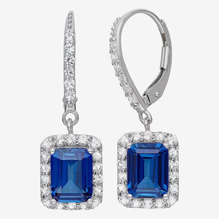 Fine Jewelry Lab-created Blue Sapphire & White Sapphire Sterling Silver Earrings