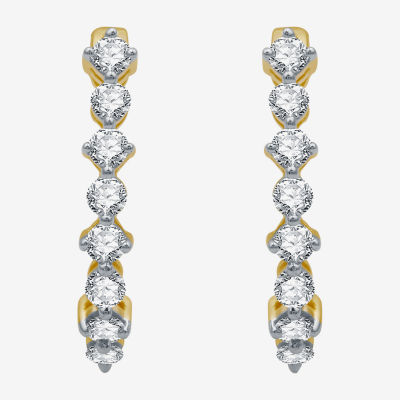 Womens 1/2 CT. T.W. Natural White Diamond 10K Gold 18.8mm Hoop Earrings