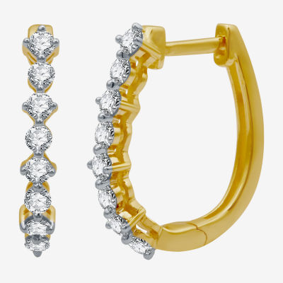 Womens 1/2 CT. T.W. Natural White Diamond 10K Gold 18.8mm Hoop Earrings