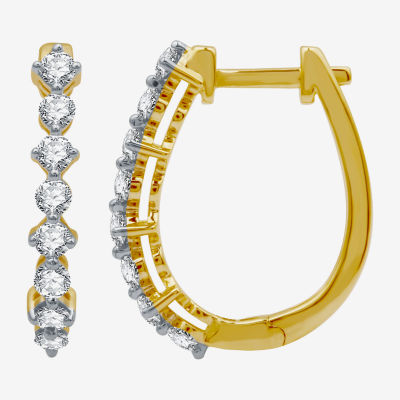 Womens 1/2 CT. T.W. Natural White Diamond 10K Gold 18.8mm Hoop Earrings