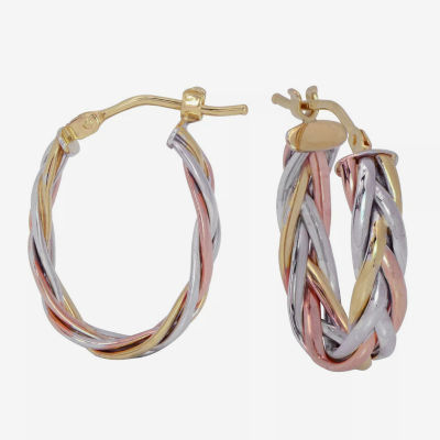 14K Tri-Color Gold 19mm Hoop Earrings