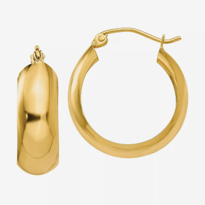 14K Gold 14mm Round Hoop Earrings