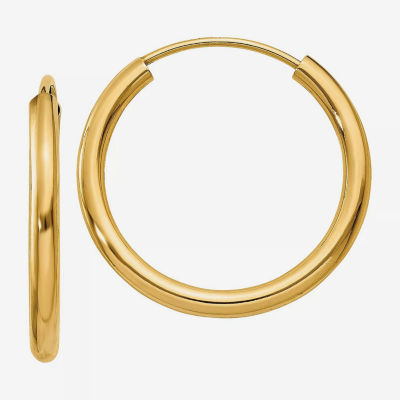 14K Gold 17mm Round Hoop Earrings