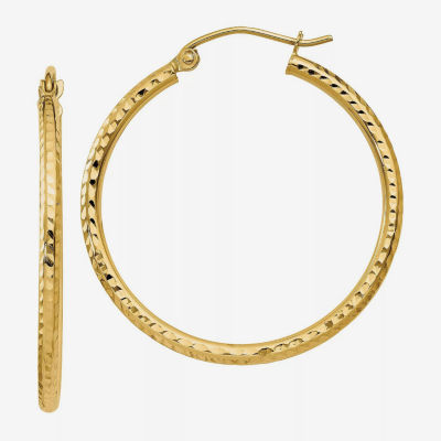 14K Gold 30mm Round Hoop Earrings