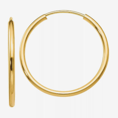 14K Gold 21mm Round Hoop Earrings