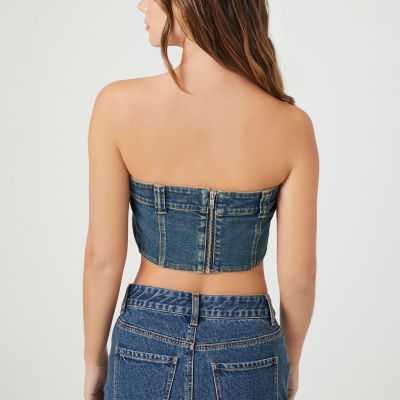 Forever 21 Western Denim Womens Tube Top Juniors