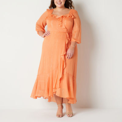 Danny & Nicole Plus 3/4 Sleeve Maxi Dress