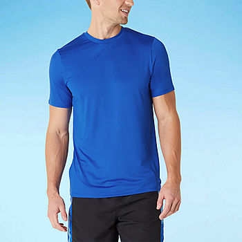 Sports Illustrated Mens Short Sleeve Swim Shirt | Blue | Regular Large | Swimsuit Tops Swim Shirts | Stretch Fabric|Uv Protection