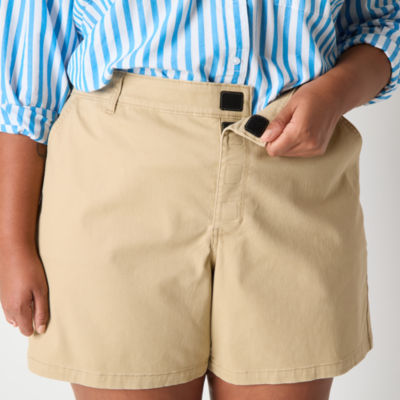 a.n.a Womens Mid Rise Adaptive Easy-on + Easy-off 6" Chino Short-Plus