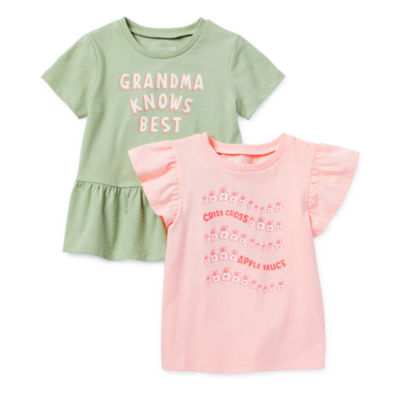 Okie Dokie Toddler & Little Girls 2-pc. Round Neck Short Sleeve Graphic T-Shirt