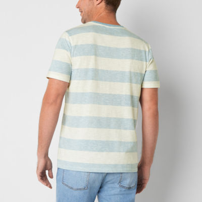 St. John's Bay Stripe Mens Crew Neck Short Sleeve Pocket T-Shirt