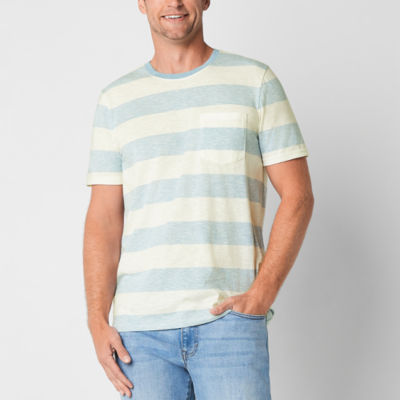 St. John's Bay Stripe Mens Crew Neck Short Sleeve Pocket T-Shirt