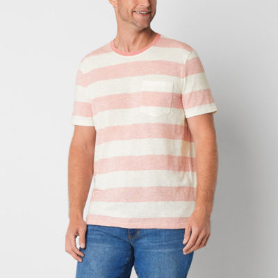 St. John's Bay Stripe Mens Crew Neck Short Sleeve Pocket T-Shirt