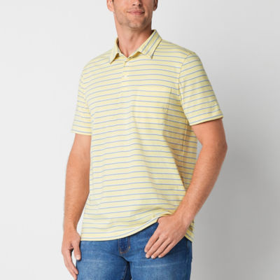 St. John's Bay Striped Super Soft Jersey Mens Classic Fit Short Sleeve Pocket Polo Shirt