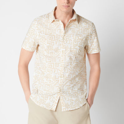 Arizona Mens Short Sleeve Regular Fit Button-Down Shirt