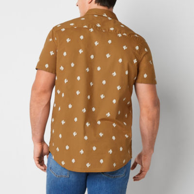 Arizona Big and Tall Mens Short Sleeve Button-Down Shirt