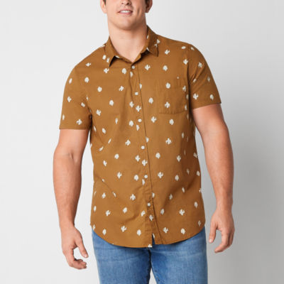 Arizona Big and Tall Mens Short Sleeve Button-Down Shirt