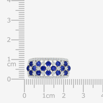 Womens 11M Lab Created Blue Sapphire Sterling Silver Band