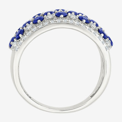 Womens 11M Lab Created Blue Sapphire Sterling Silver Band