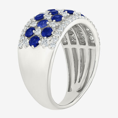 Womens 11M Lab Created Blue Sapphire Sterling Silver Band