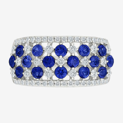 Womens 11M Lab Created Blue Sapphire Sterling Silver Band