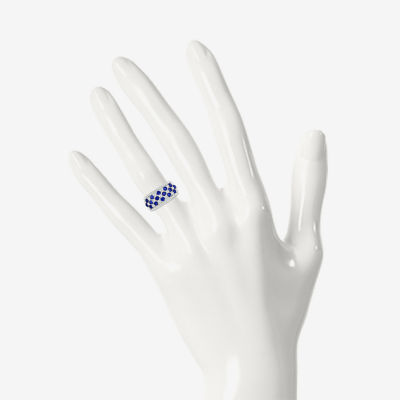 Womens 11M Lab Created Blue Sapphire Sterling Silver Band