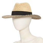 a.n.a Straw Striped Brim Womens Panama Hat, Color: Lt  display picture 2