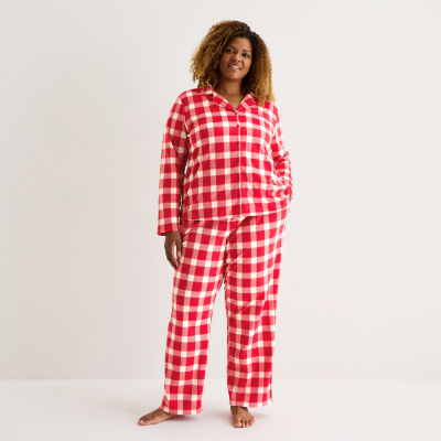 Adonna Womens Fleece Long Sleeve 2-pc. Pajama Sets