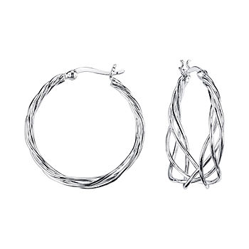 Sterling Silver Twisted Hoop Earrings - JCPenney