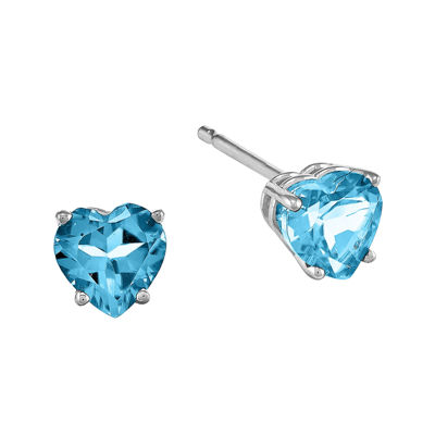 Heart-Shaped Genuine Blue Topaz 14K Gold Earrings