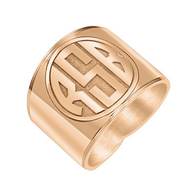 Personalized Circle Block Monogram Ring 