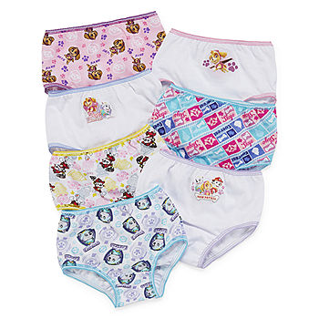 Paw Patrol Girl`s 6 pack of hipser style underwear., Sizes 2 to 8 