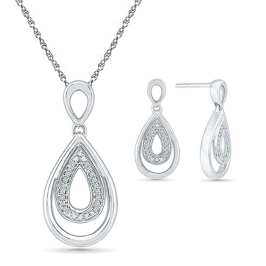 Genuine White Diamond Sterling Silver 2-pc. Jewelry Set