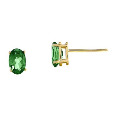 Genuine Emerald 14K Yellow Gold Stud Earrings