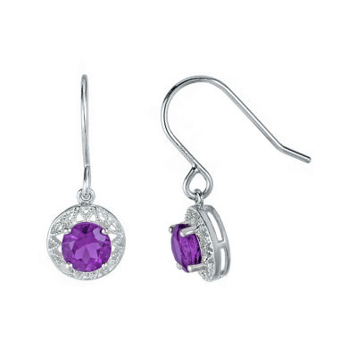 Genuine Amethyst Filigree Sterling Silver Drop Earrings, Color: Purple ...