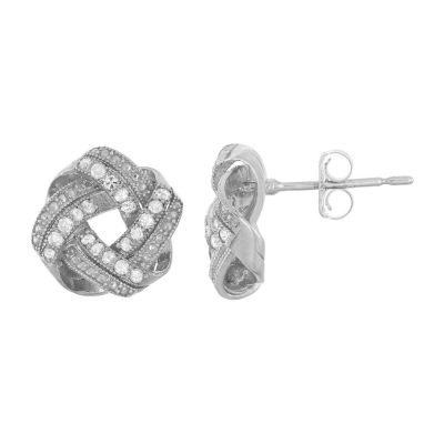 1/5 CT. T.W. Natural White Diamond 10K Gold 9.6mm Knot Stud Earrings