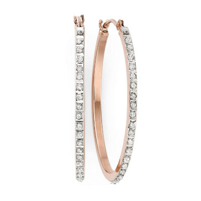 Diamond Fascination™ 14K Rose Gold Oval Hoop Earrings