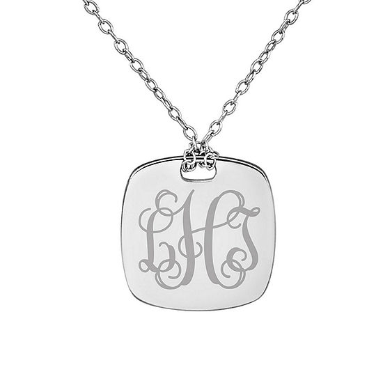 Personalized Sterling Silver 16mm Monogram Pendant Necklace