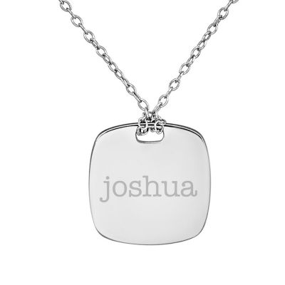 Personalized Sterling Silver 16mm Name Pendant Necklace, Color White
