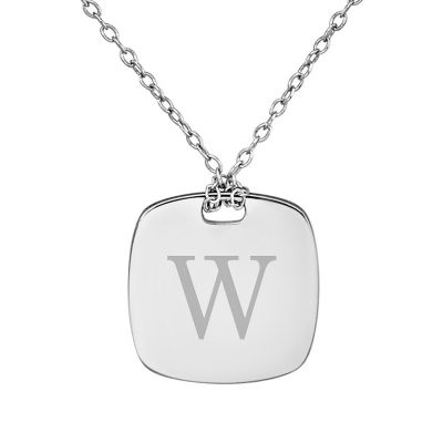 Personalized Sterling Silver 16mm Initial Pendant Necklace