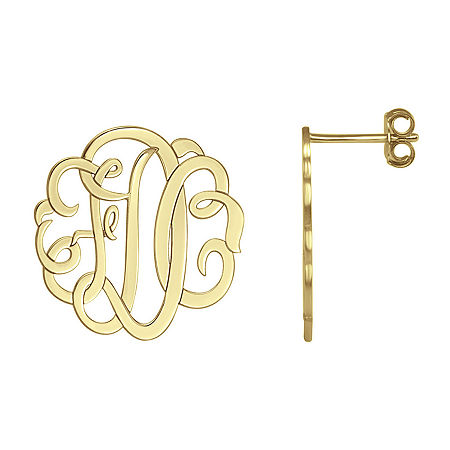 Personalized Sterling Silver Monogram Earrings, One Size, Yellow