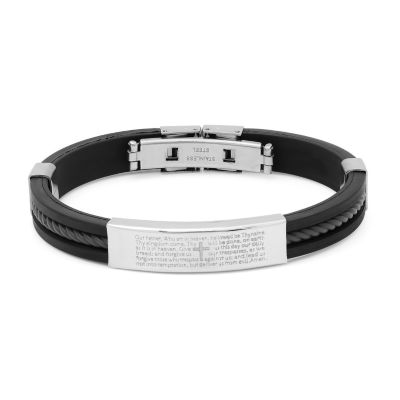 Steeltime Lord'S Prayer Mens Stainless Steel 8 1/2 Inch Solid Hypoallergenic Id Bracelet