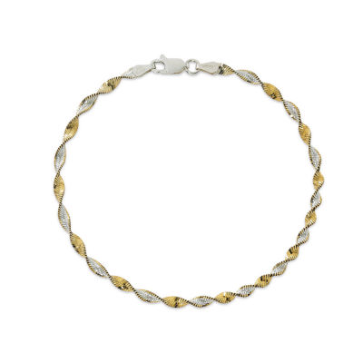 Made in Italy Womens 24K Gold Over Silver Sterling Silver Solid 7.5 Inch Link Bracelet
