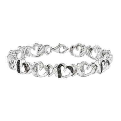 1/ CT.T.W. Natural White and Color-Enhanced Black Diamond Sterling SIlver Tennis Bracelet