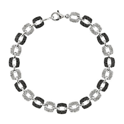 1/2 CT.T.W. Natural White and Color-Enhanced Black Diamond Sterling SIlver Bracelet