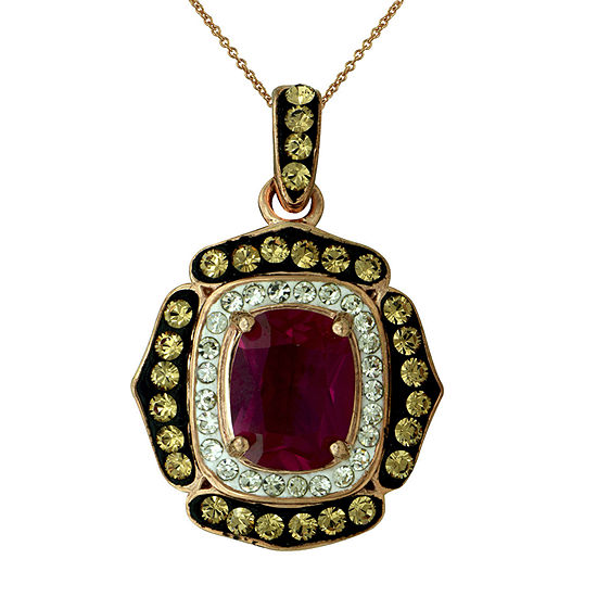 14K Rose Gold Over Silver Red Crystal Pendant