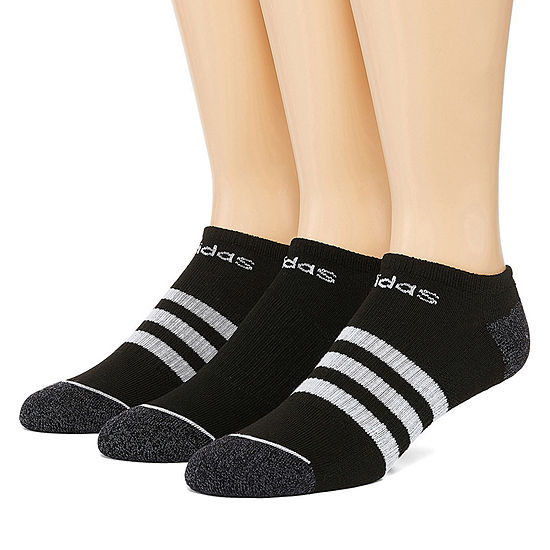 adidas Core 3 Stripe Mens 3 Pair No Show Socks