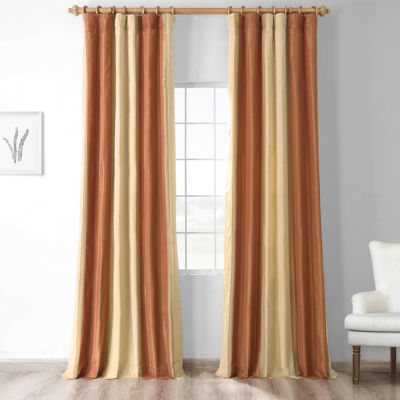 Exclusive Fabrics & Furnishing Designer Striped Faux Silk Energy Saving Light-Filtering Back Tab Single Curtain Panel