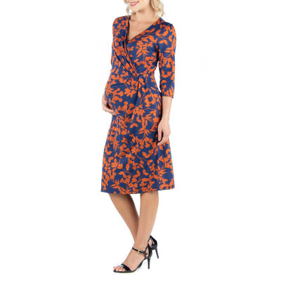 24seven Comfort Apparel 3/4 Sleeve Wrap Dress - JCPenney