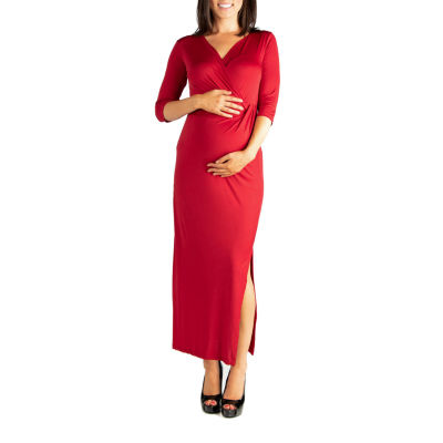 24seven Comfort Apparel Maternity 3/4 Sleeve Maxi Dress JCPenney
